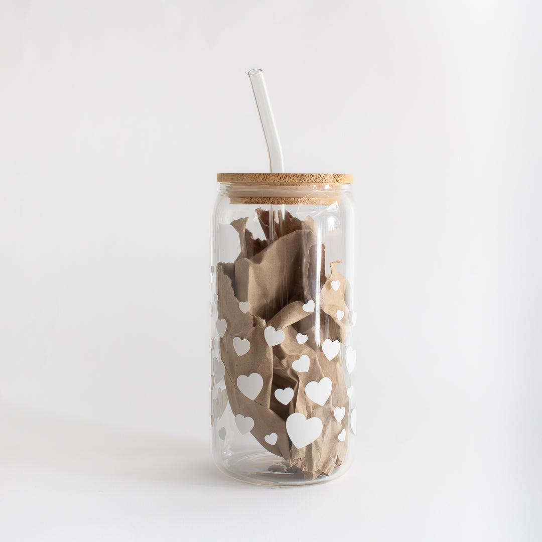 Lasinen tumbler - Sydän omalla nimellä