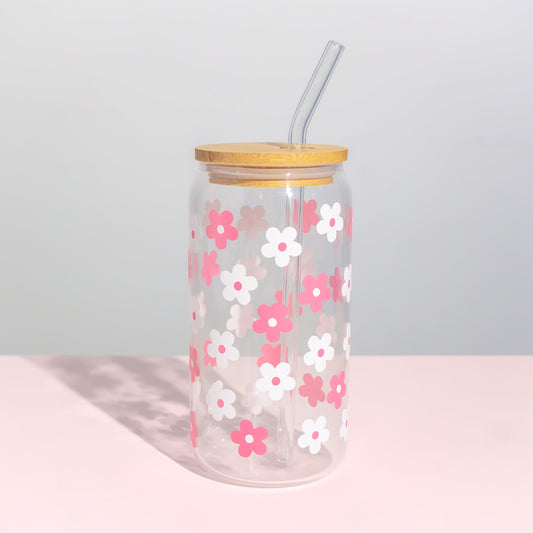 Lasinen tumbler - Kukka