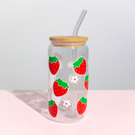 Lasinen tumbler - Mansikka